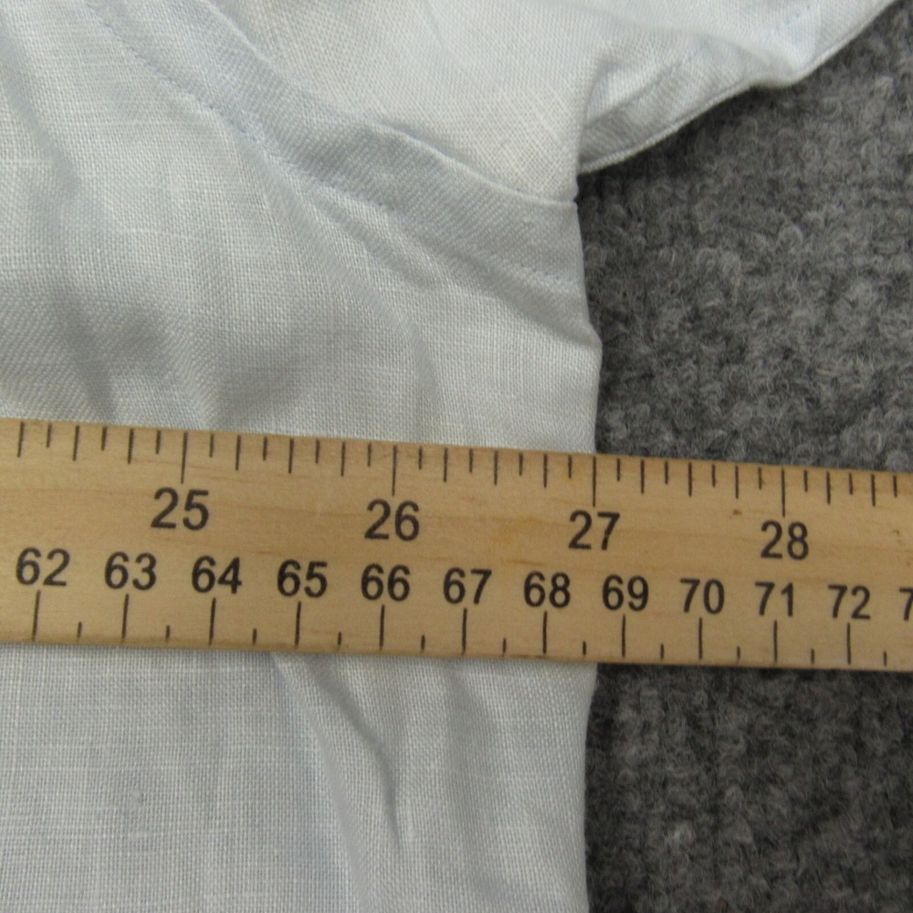 Vintage J Crew Shirt Mens Extra Large 17.5 18 Light Blue Solid Linen Relaxed Fit - Picture 5 of 10